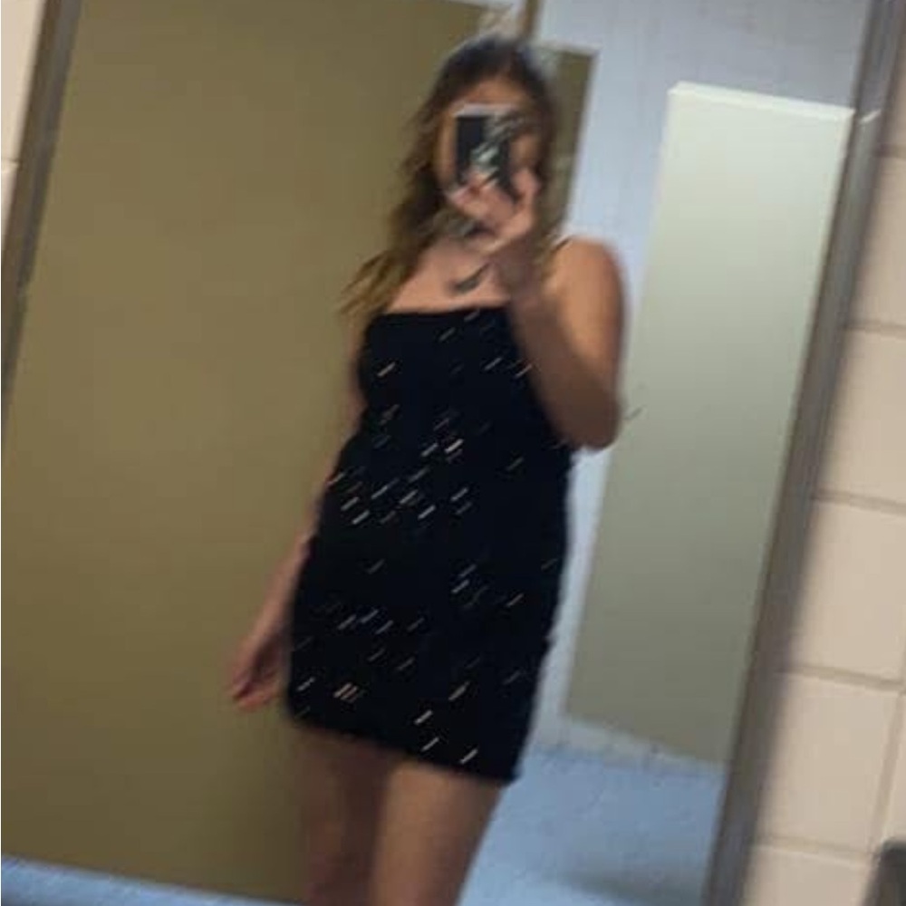 Black Sequin Mini Dress